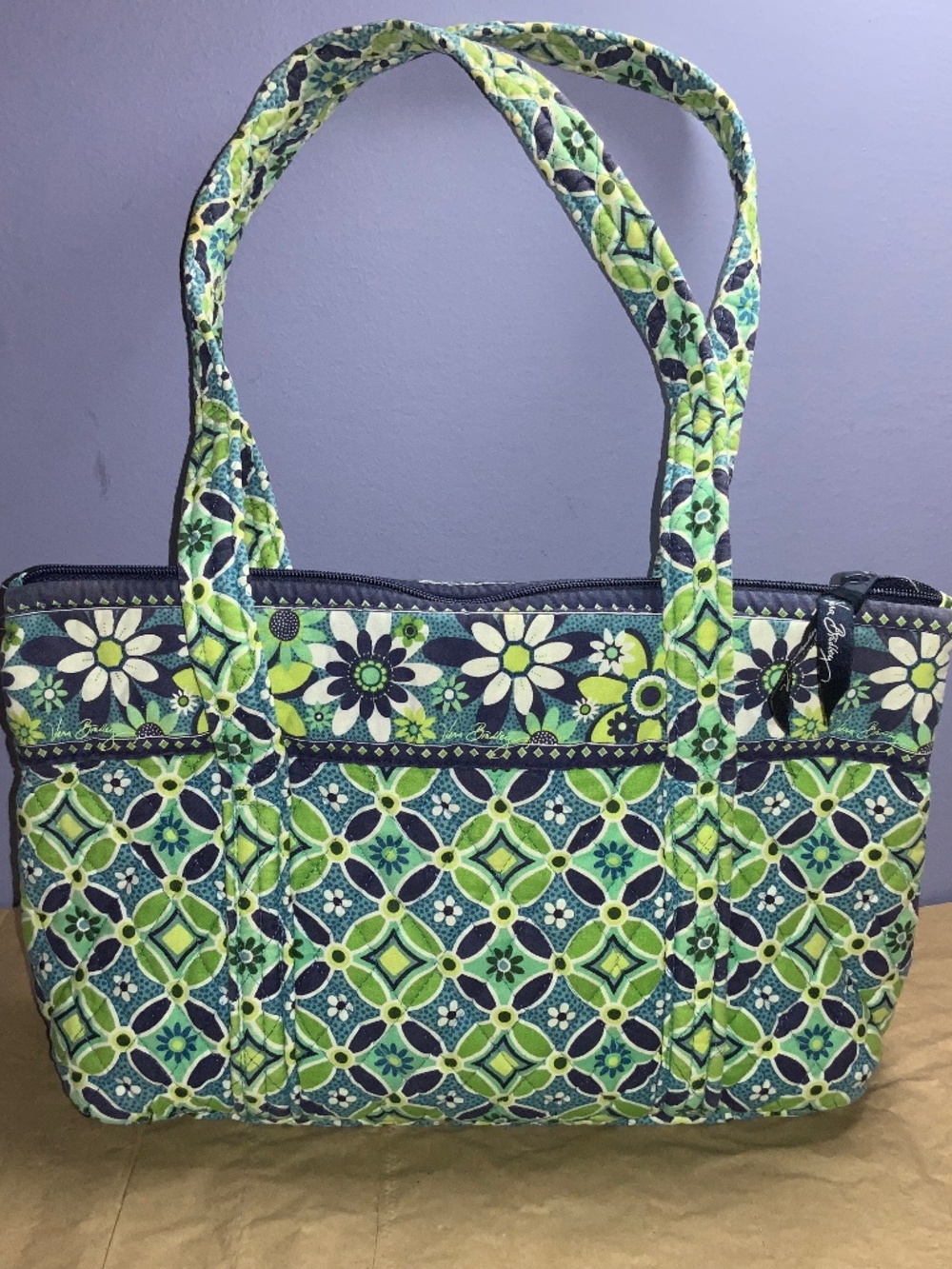 Vera Bradley quilted cotton tote bag Daisy Daisy pattern retired